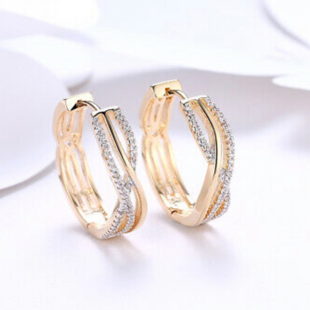 NWT 18k GOLD SILVER HOOP EARRINGS NEW< $100 retail - Picture 4 of 5